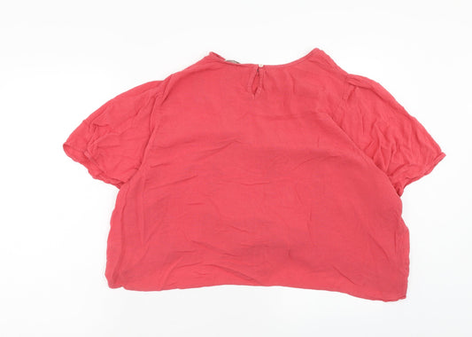 Womens UK Size 22 Monsoon Pink Cropped T-Shirt