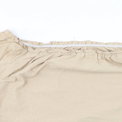 SheIn Womens Beige Cotton Basic Blouse Size L Off the Shoulder - Broderie Anglaise Sleeve