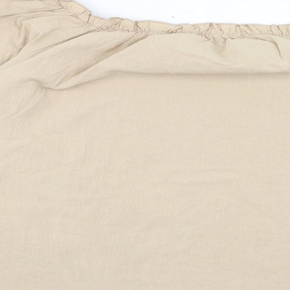 SheIn Womens Beige Cotton Basic Blouse Size L Off the Shoulder - Broderie Anglaise Sleeve