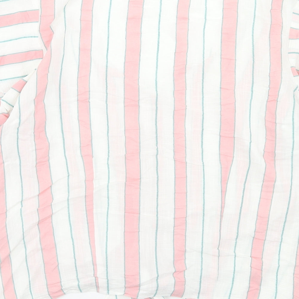 Papaya Womens Multicoloured Striped Viscose Basic Blouse Size 8 V-Neck - Tie Front