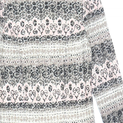 Phase Eight Womens Blue Geometric Cotton Shift Size 12 Boat Neck Zip