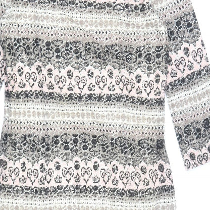 Phase Eight Womens Blue Geometric Cotton Shift Size 12 Boat Neck Zip
