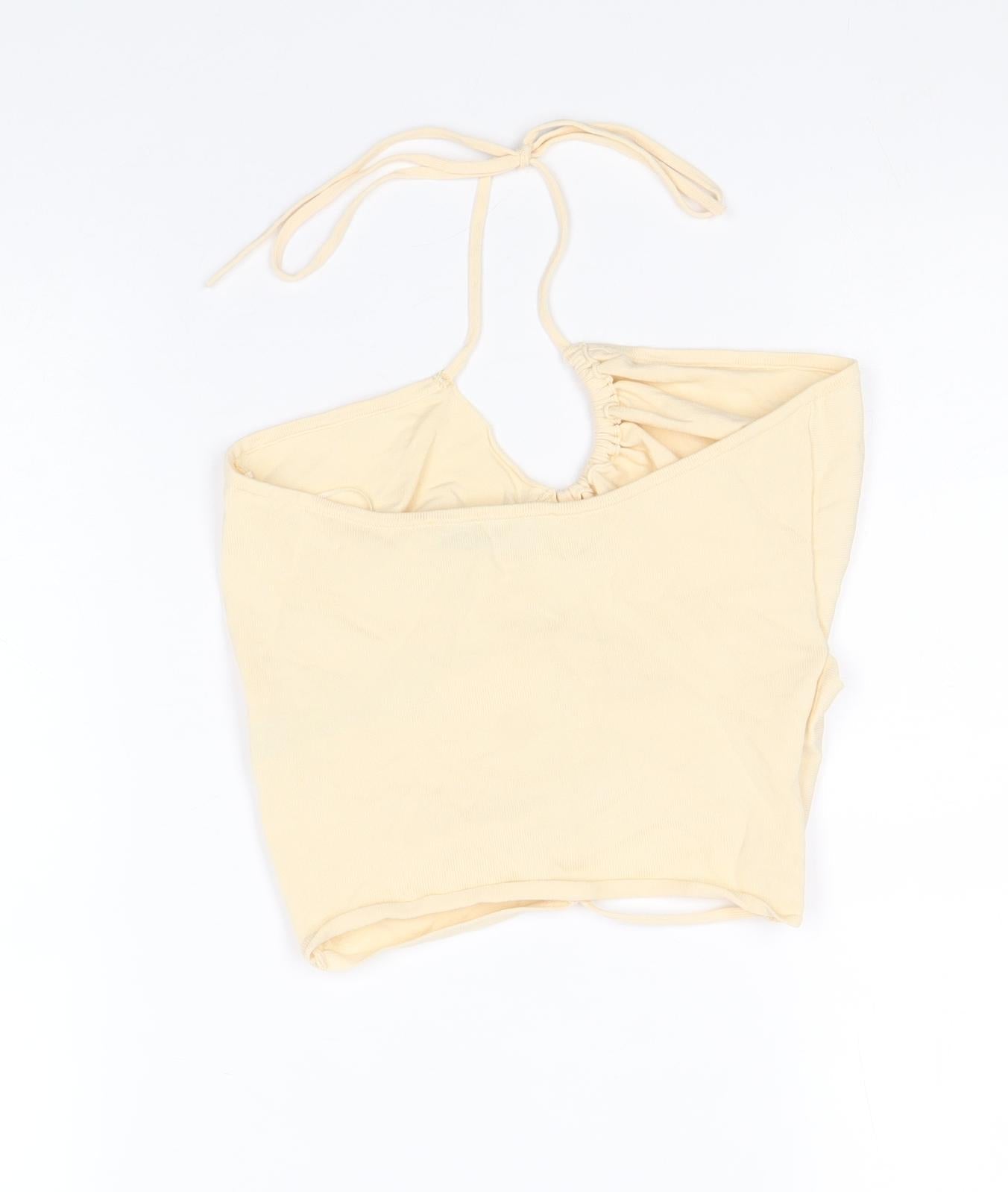 Womens UK Size M Zara Beige Basic Tank