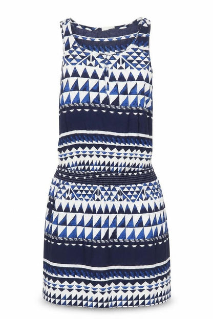 NEXT Womens Blue Geometric Viscose Tank Dress Size 8 Boat Neck Pullover