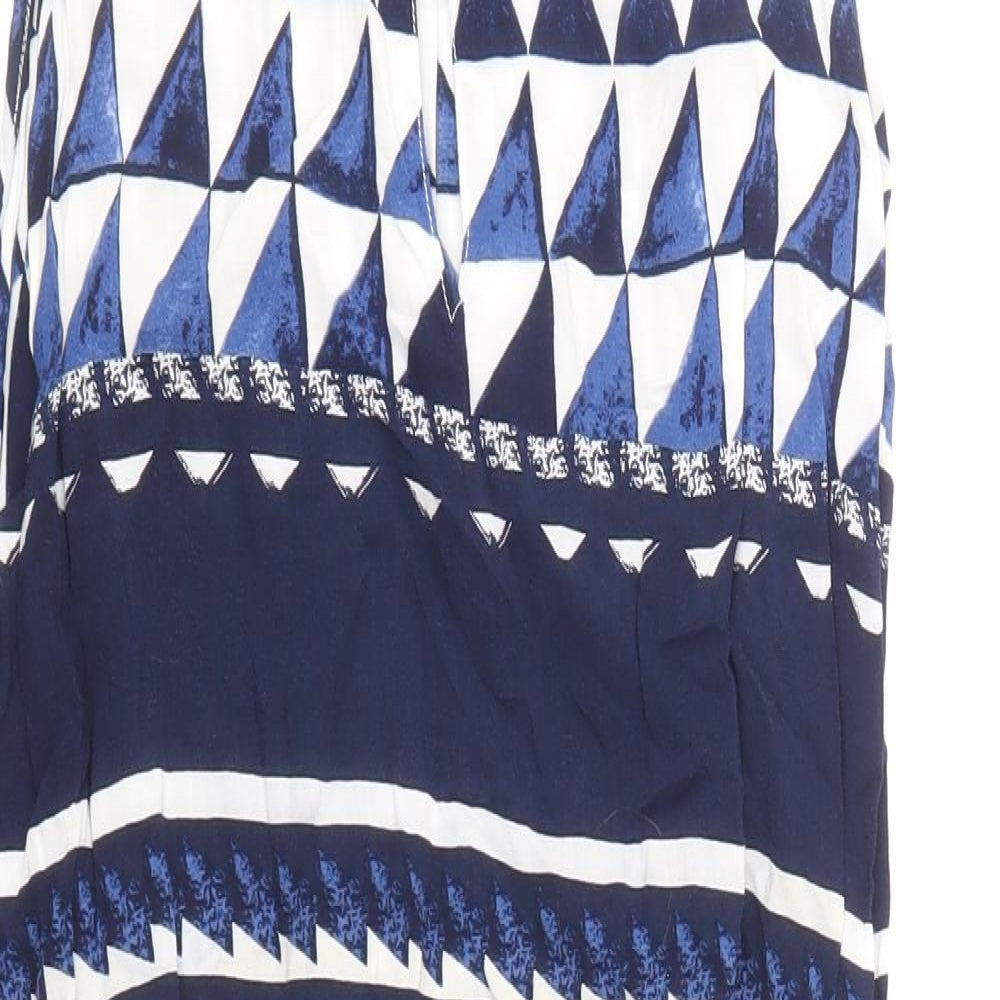 NEXT Womens Blue Geometric Viscose Tank Dress Size 8 Boat Neck Pullover