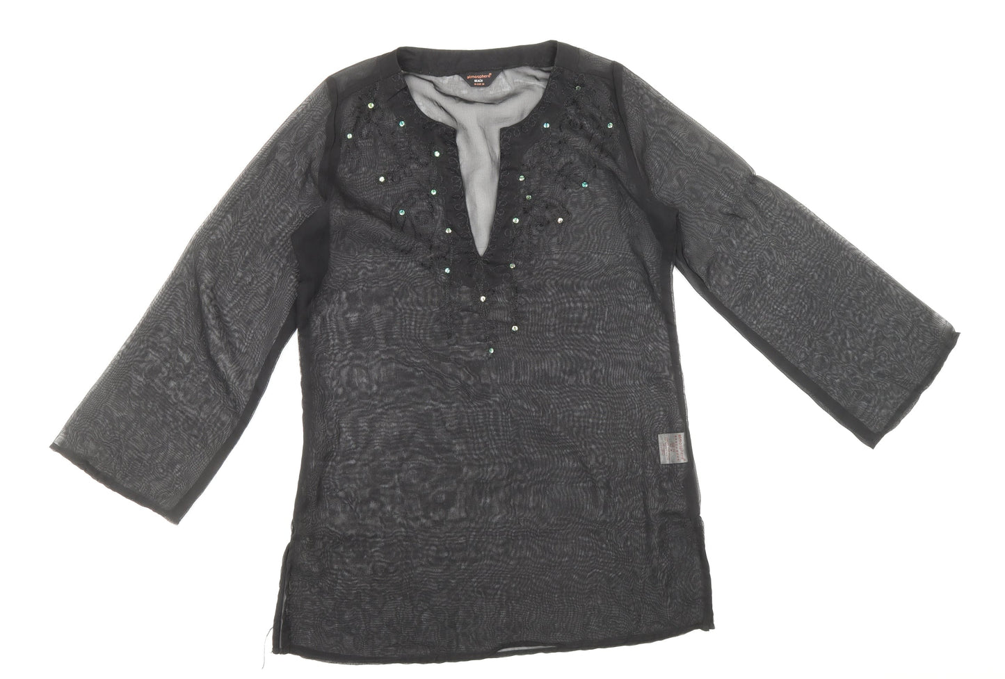 Atmosphere Womens Black Polyester Shift Size 10 V-Neck Pullover - Beach Cover up