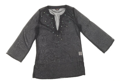 Atmosphere Womens Black Polyester Shift Size 10 V-Neck Pullover - Beach Cover up