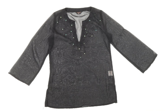 Atmosphere Womens Black Polyester Shift Size 10 V-Neck Pullover - Beach Cover up