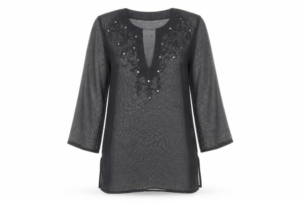 Atmosphere Womens Black Polyester Shift Size 10 V-Neck Pullover - Beach Cover up