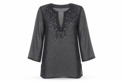 Atmosphere Womens Black Polyester Shift Size 10 V-Neck Pullover - Beach Cover up