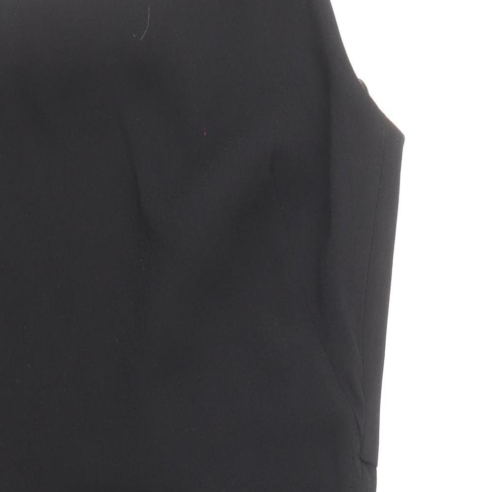 Zara Womens Black Polyester Slip Dress Size M Square Neck Pullover