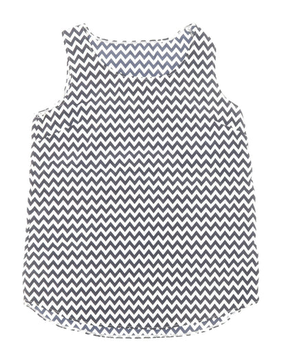 TU Womens Blue Geometric Polyester Basic Blouse Size 10 Scoop Neck