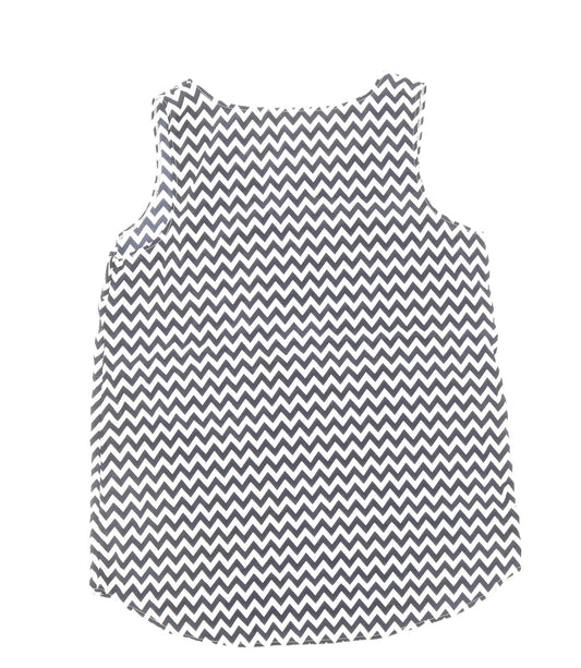 TU Womens Blue Geometric Polyester Basic Blouse Size 10 Scoop Neck