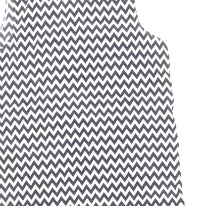 TU Womens Blue Geometric Polyester Basic Blouse Size 10 Scoop Neck