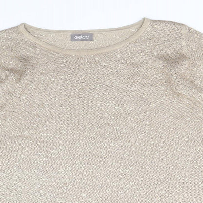 Gelco Womens Gold Boat Neck Acrylic Pullover Jumper Size 10