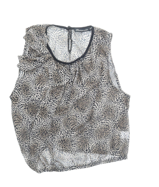 Womens UK Size 14 Glamourous Brown Basic Blouse