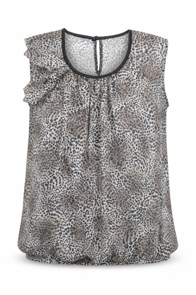 Glamorous Womens Brown Animal Print Polyester Basic Blouse Size 14 Scoop Neck - Leopard Print