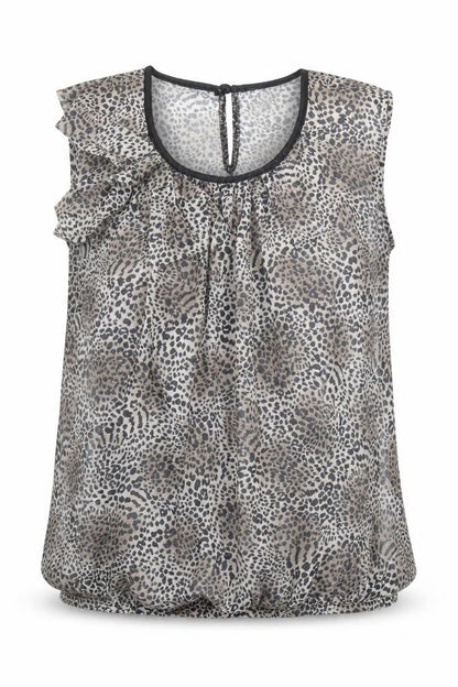 Glamorous Womens Brown Animal Print Polyester Basic Blouse Size 14 Scoop Neck - Leopard Print