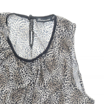 Womens UK Size 14 Glamourous Brown Basic Blouse