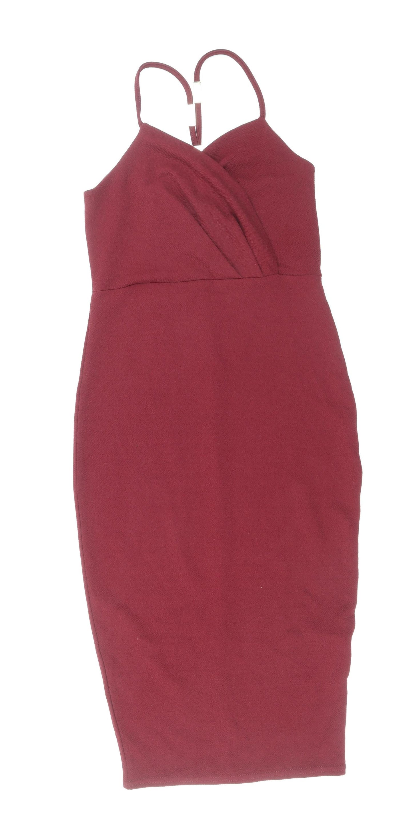 Boohoo Womens Red Polyester Sheath Size 10 V-Neck Pullover