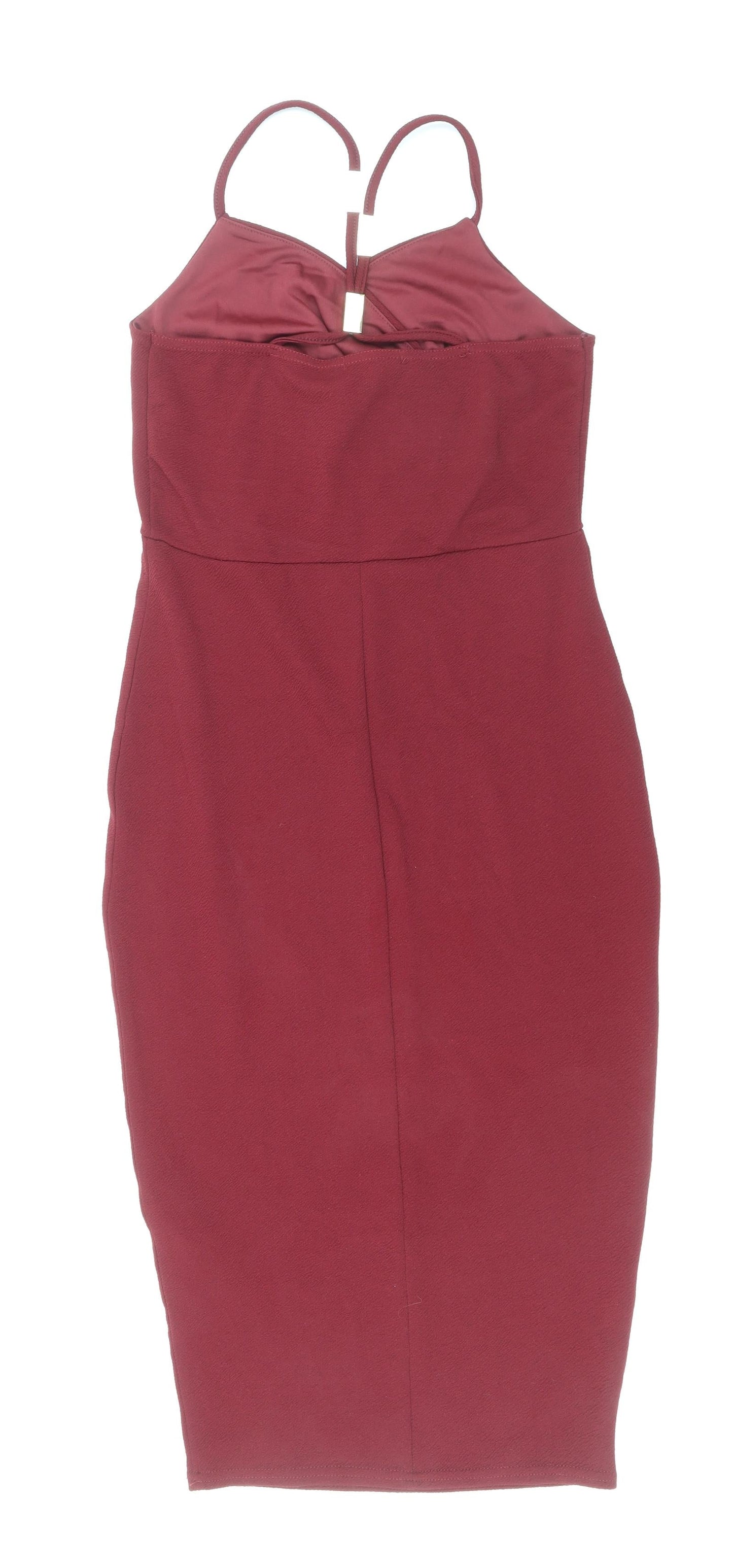 Boohoo Womens Red Polyester Sheath Size 10 V-Neck Pullover