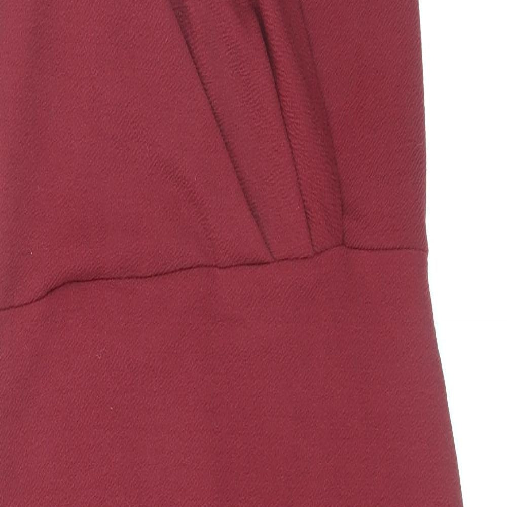Boohoo Womens Red Polyester Sheath Size 10 V-Neck Pullover