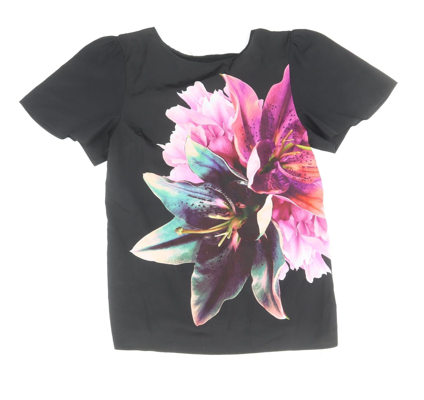 Womens UK Size S Oasis Black Basic T-Shirt