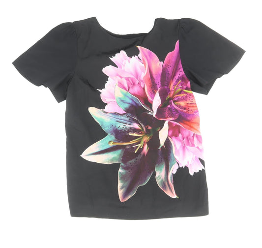 Womens UK Size S Oasis Black Basic T-Shirt