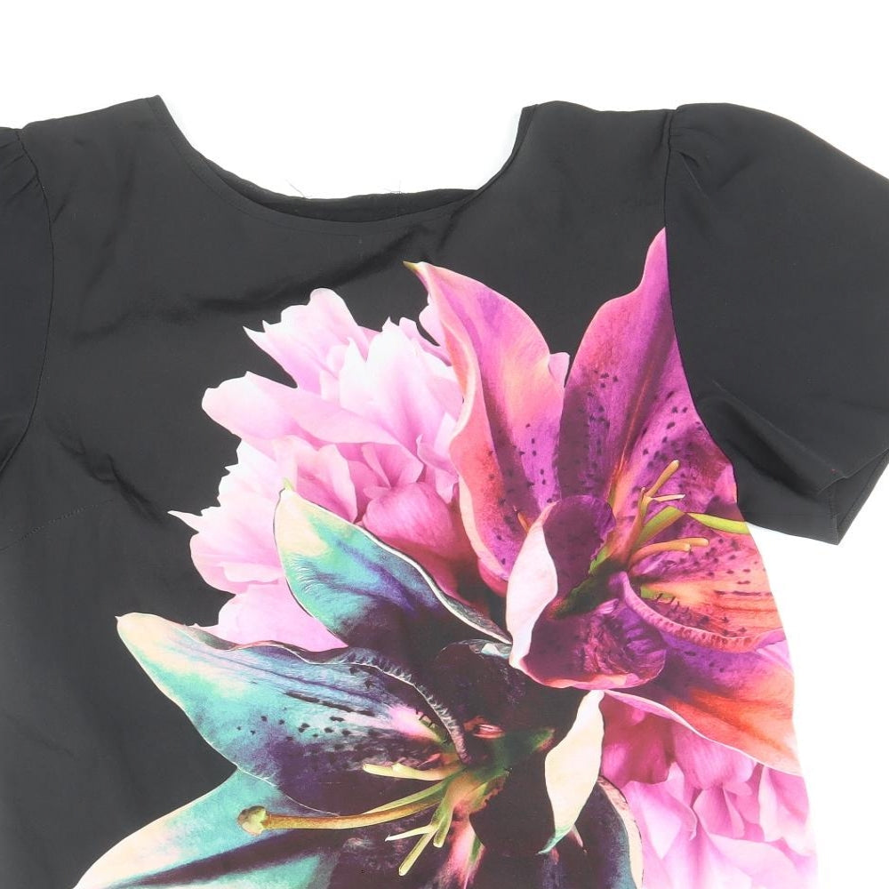 Womens UK Size S Oasis Black Basic T-Shirt