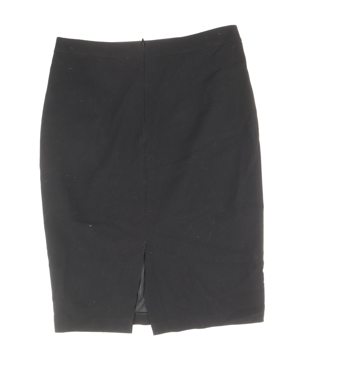 Marks and Spencer Womens Black Polyester Straight & Pencil Skirt Size 8 Zip