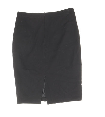 Marks and Spencer Womens Black Polyester Straight & Pencil Skirt Size 8 Zip