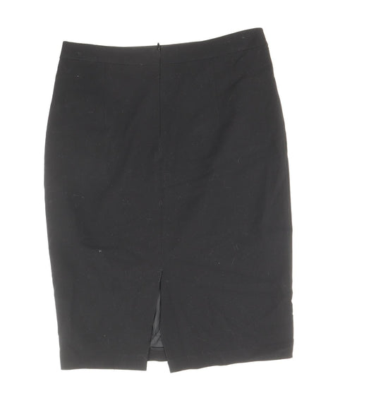 Marks and Spencer Womens Black Polyester Straight & Pencil Skirt Size 8 Zip