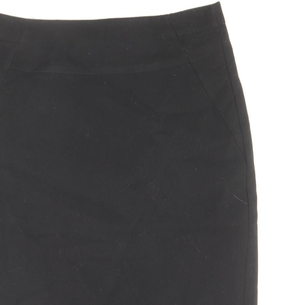 Marks and Spencer Womens Black Polyester Straight & Pencil Skirt Size 8 Zip