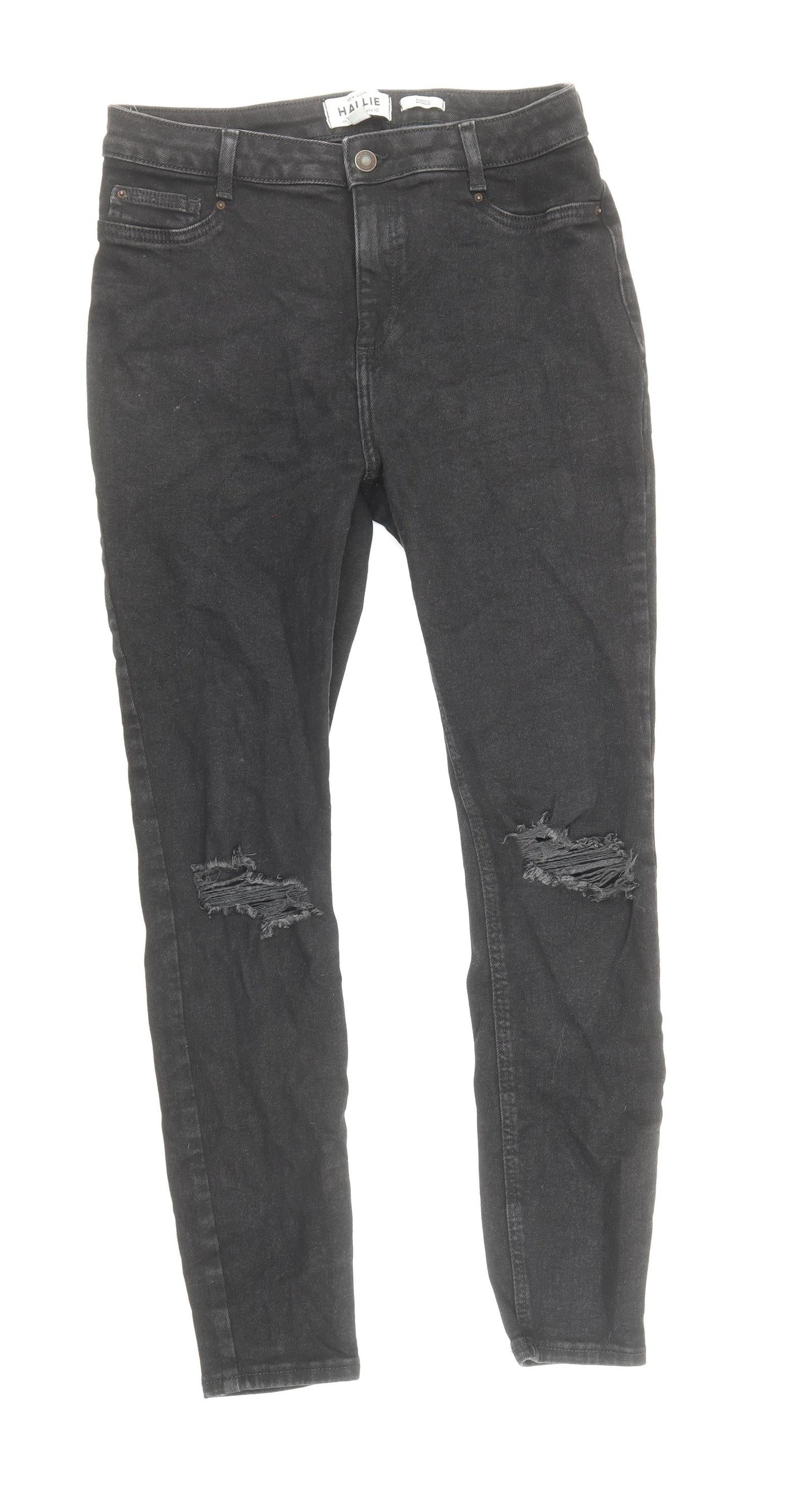 New Look Womens Black Cotton Skinny Jeans Size 10 Regular Zip