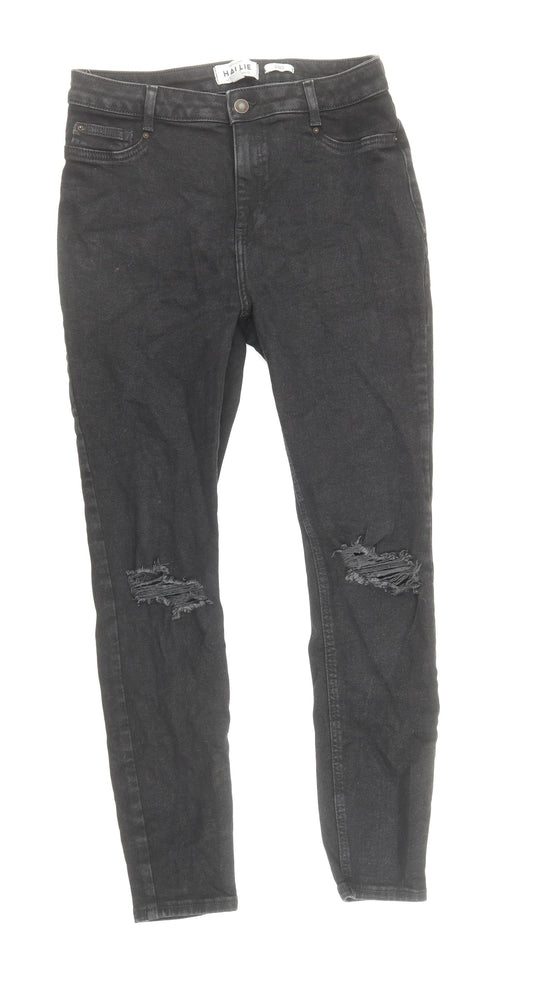 New Look Womens Black Cotton Skinny Jeans Size 10 Regular Zip