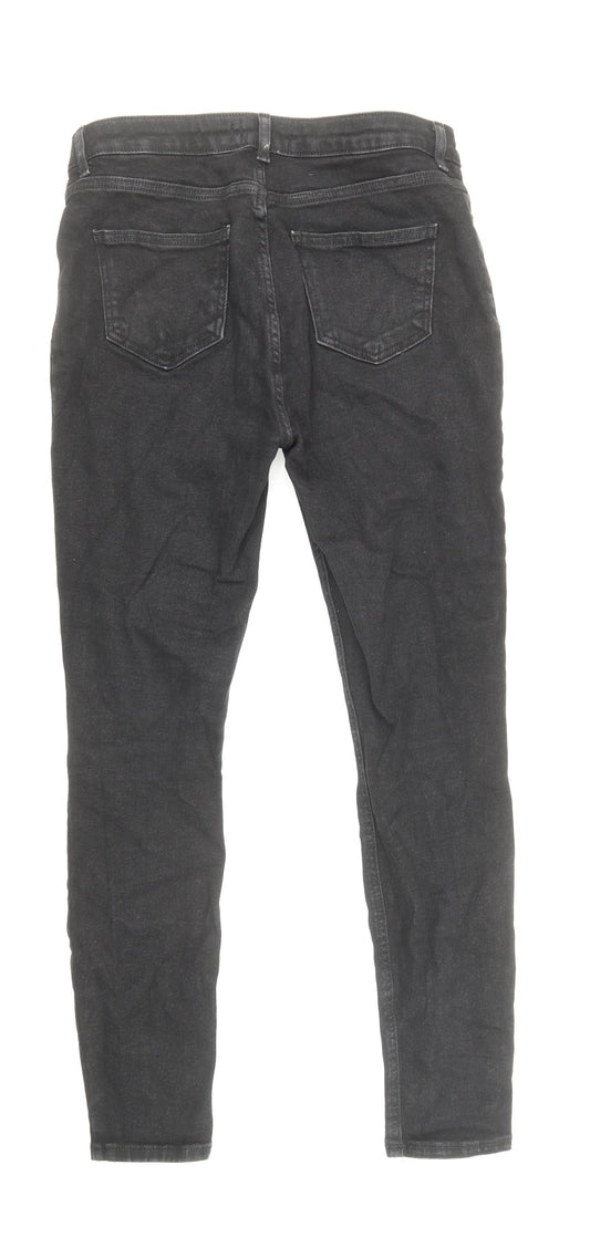 New Look Womens Black Cotton Skinny Jeans Size 10 Regular Zip