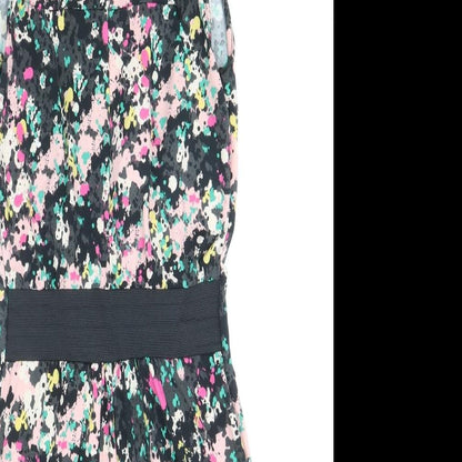 Preworn Womens Black Geometric Polyester Bodycon Size XS Round Neck Pullover