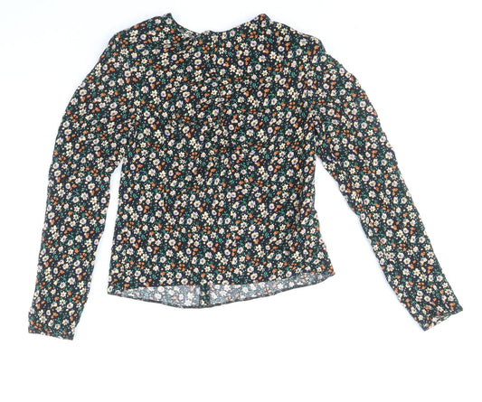 Primark Womens Multicoloured Floral Viscose Basic Blouse Size 6 Boat Neck