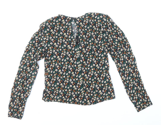 Primark Womens Multicoloured Floral Viscose Basic Blouse Size 6 Boat Neck
