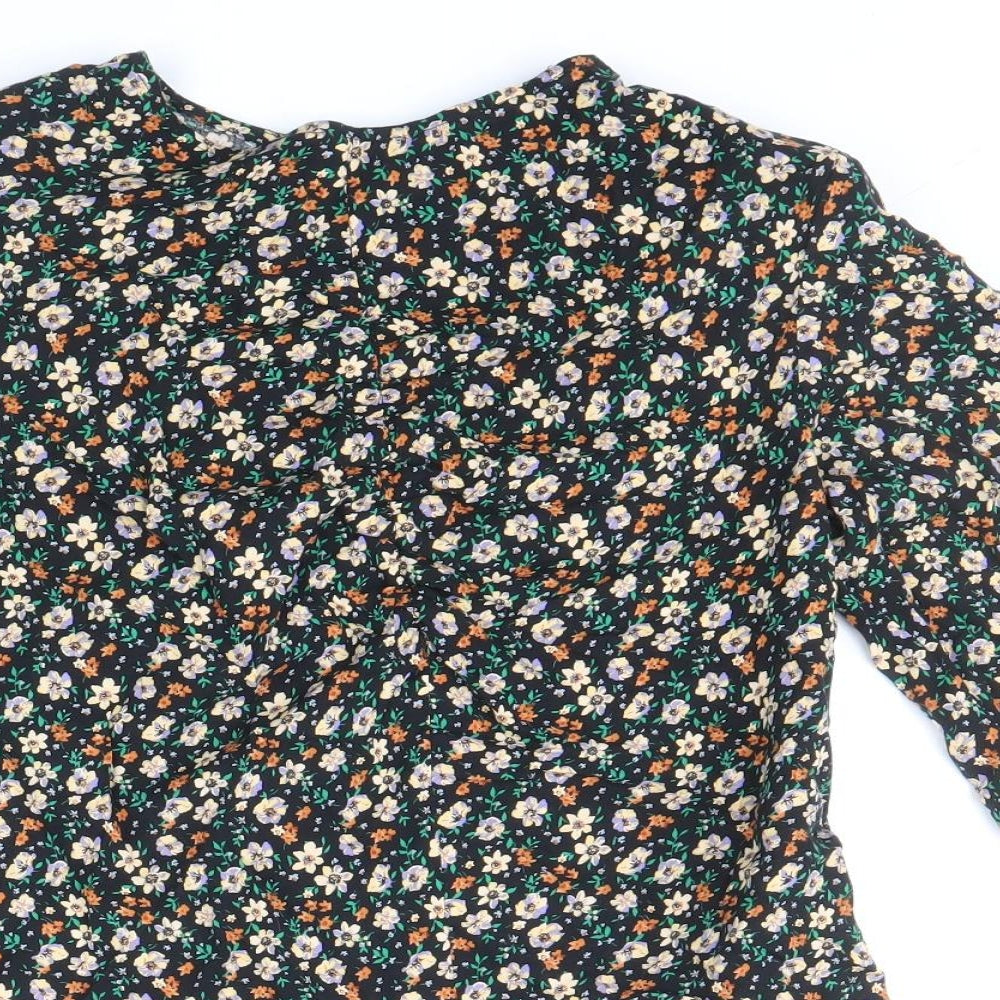 Primark Womens Multicoloured Floral Viscose Basic Blouse Size 6 Boat Neck