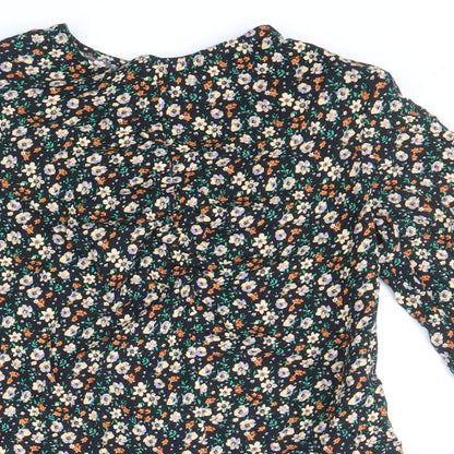 Primark Womens Multicoloured Floral Viscose Basic Blouse Size 6 Boat Neck