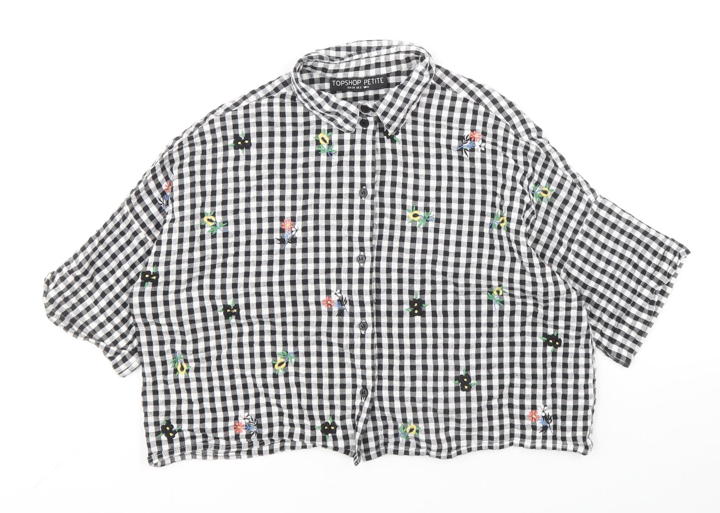 Womens UK Size 6 Topshop Black Cropped Button-Up
