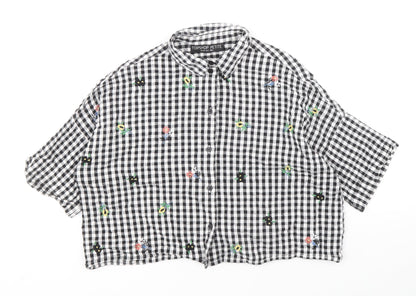 Womens UK Size 6 Topshop Black Cropped Button-Up