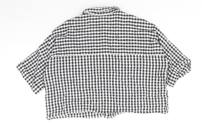 Womens UK Size 6 Topshop Black Cropped Button-Up