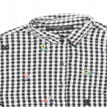 Womens UK Size 6 Topshop Black Cropped Button-Up