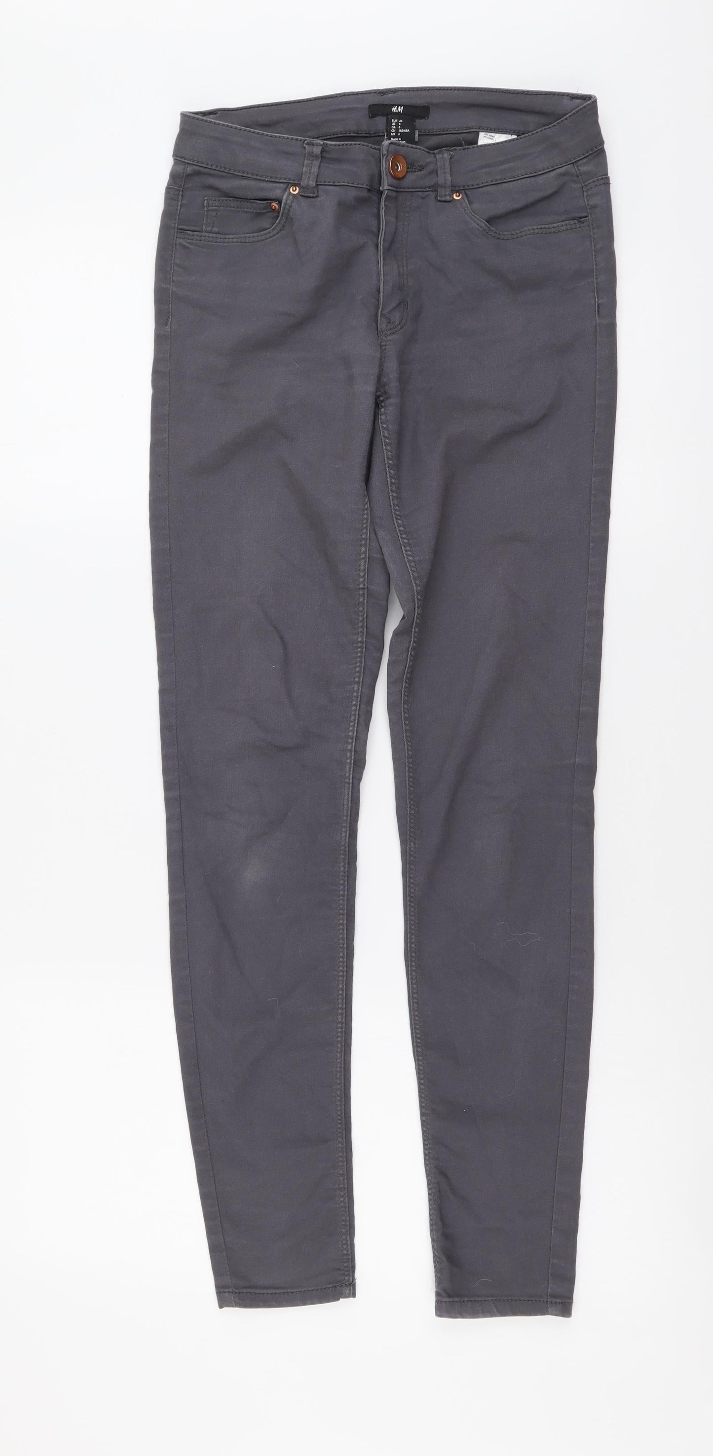 Womens UK Size S H&M Regular Fit Skinny Grey Jeans