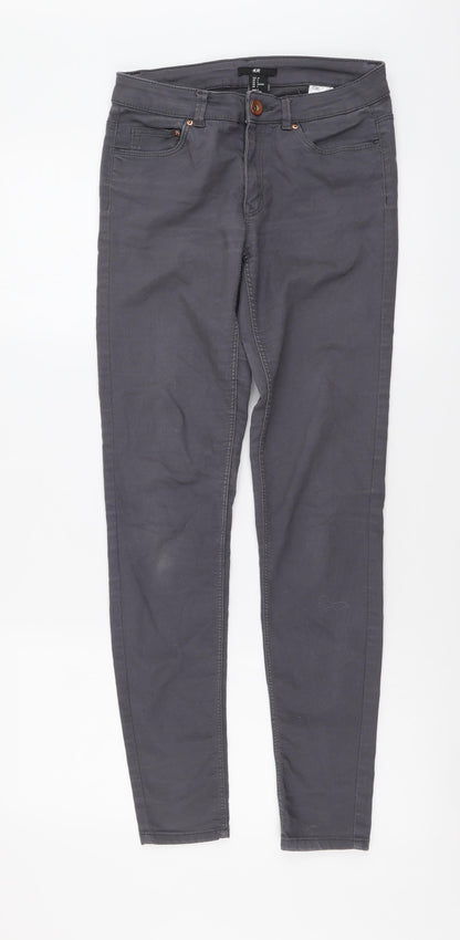 Womens UK Size S H&M Regular Fit Skinny Grey Jeans