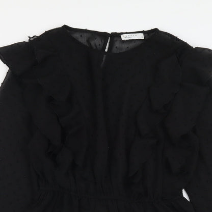 Papaya Womens Black Polyester Basic Blouse Size 8 Boat Neck - Peplum