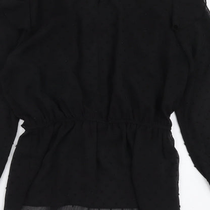 Papaya Womens Black Polyester Basic Blouse Size 8 Boat Neck - Peplum
