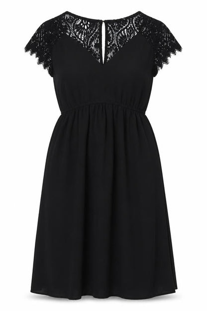 H&M Womens Black Polyester Fit & Flare Size S V-Neck Button